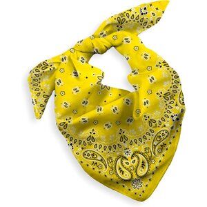 Women's Yellow Cotton Bandana Large Cowgirl Imported Handkerchief Headband Scarf